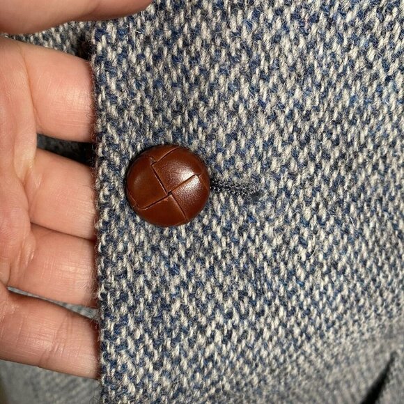 Vintage Harris Tweed Sport Coat 39 Blue Herringbone Blazer Two Button Vented - Picture 4 of 16